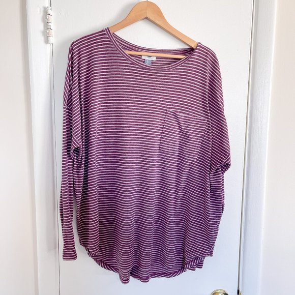 Old Navy Raspberry Striped Top - Picture 2 of 7